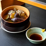 みっちゃんそば - ニラそばシウマイと温野菜＠税込550円