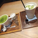 和カフェ Tsumugi - 左：抹茶ラテ…¥161(税込)　右：アイス抹茶黒糖ラテ…￥638(税込)