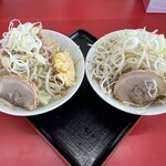 ラーメン もっけだの - 『ハーフ&ハーフ(汁なし&ラーメン)ニンニクヤサイマシマシ+ネギ』