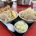 ラーメン もっけだの - 『ハーフ&ハーフ(汁なし&ラーメン)ニンニクヤサイマシマシ+ネギ』