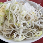 ラーメン もっけだの - 『ハーフラーメンニンニクヤサイマシマシ+ネギ』のヤサイ+ネギ