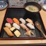 Sushi Sake Sakana Sugitama - 寿司・鯛出汁塩らーめんセット　\1190(23-01)