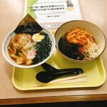 Chibashidoubutsukouemmorinoresutoran - ラーメンは汁がいっぱいだけど、そばはほぼ汁がない。