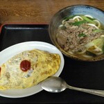 阿波橋食堂 - 肉うどん¥550＋オムライス=¥750(税込）