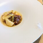 La Brianza - 豚タン入りボリートミストチェルムーラソース添え。イタリアンおでんとのこと＼(^o^)／ 淡雪のお塩添えてくださったのですがそのまま美味しいです☆お肉も豚タンも柔らかいし優しい味わい