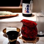 たかおか - 久しぶりに行くぞ～っ! 先ずは亀田酒造の寿萬亀愛山。やっぱりお鮨に日本酒は最高♡