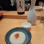 さじ - まつもとの燗、お通し（大根炊きに梅肉）