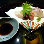 懐石料理 三木 - しまあじ、本まぐろトロ、貝柱