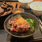 Yakinikuya Kazu Kagurazaka - サガリ丼肉増し２倍、ローストビーフ丼