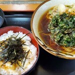 そば処　亀島 - とろろそば。ではないよな。きっと山かけ丼セット。＋春菊天。