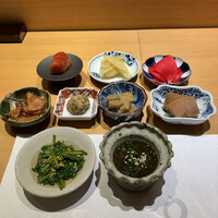 鮨 不二楼 - つまみ6種+ガリ+漬物