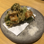 酔かん - 菜の花と牛蒡のかき揚げ