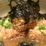 木古里 - 「くるみ豆腐玄米揚げ」(550円)。豆腐にも周りの衣にもくるみの香ばしい香りが。。