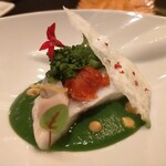 ガストロノミー ジョエル・ロブション - しっとりと蒸しあげた平目 菜の花と蛤のマリニエールと共に