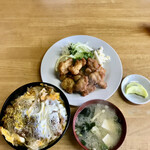 かげやま食堂 - カツ丼大盛り　　単品のとりカラ揚げ