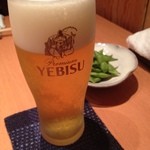 久原 - まずは生ビール。