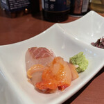 酒肴場 屯 - ヒラスズキ、赤貝