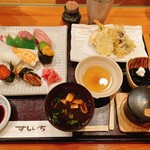 鮨市 - 上にぎりセットに茶碗蒸しをプラス