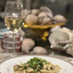 立川CLAMS - 貝屋のの気まぐれパスタ（セロリとレモン・貝の肝ソースのカヴァテッリ） 1,000円。