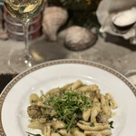 立川CLAMS - 貝屋のの気まぐれパスタ（セロリとレモン・貝の肝ソースのカヴァテッリ） 1,000円。