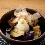 Deep fried eggplant in soy sauce