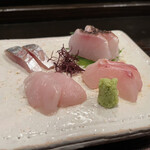 酒盃 - お造り（鯵、鯛、フグ、ソイ）