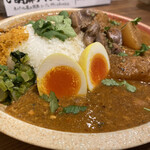 スパイスカレー あかつ亭 - ◎大根と鯖のカレー¥990の1種盛り一択！
      ◎砂肝マサラ¥220
      ◎卵のピクルス¥110