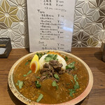 スパイスカレー あかつ亭 - ◎大根と鯖のカレー¥990の1種盛り一択！
      ◎砂肝マサラ¥220
      ◎卵のピクルス¥110