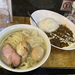 塩そば専門店 桑ばら - ユメさんのドロドロカレーと塩かけそばの定食＋特製トッピング