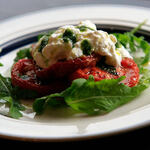 Caprese with stracciatella and grilled tomatoes