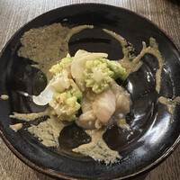 中華 本田 - 鮑とロマネスコの炒め物（周りの模様が肝のソース）