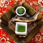 あんだん亭 - チップの塩焼きを蓼酢で＋桃