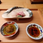 一本杉 川嶋 - クエとメジマグロ　土佐醤油とポン酢