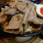 武士道 - 黒醤油野菜大盛肉侍盛+味タマ♪