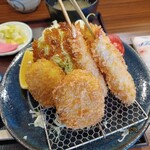 串揚げふじ川 - 海老とコロッケランチ