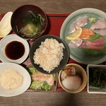 Oyaji Dainingu Shoubu - 玄米とお刺味ととろろの定食