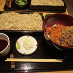 日本そば あけの蕎 - 天丼（海老天）と冷たい蕎麦
