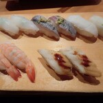 寿司 魚がし日本一 - イカ　鰯　エンガワ　海老　穴子