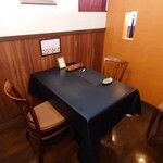 ベルエキップ - 案内されたテーブル
      エクストラコースは暗い部屋で食事に没頭してほしい
      とのシェフさんの意向で
      今回も奥の席となった。