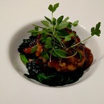 ル・ヴァンキャトル - 真鯛白子、ちぢみほうれん草、ベーコン　シェリーヴィネガー