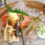 宝川温泉 汪泉閣 - 夕食３＊お刺身は深雪ます、竹の子など…
