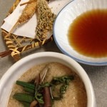 宝川温泉 汪泉閣 - 夕食５＊揚げ物と、とろろと蕎麦の実を蒸したもの