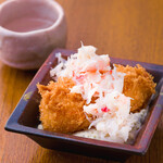 1 crab cream Croquette with snow crab on top