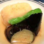 東麻布 逢坂  - ≪'13/06/10撮影≫鯛茶づけ 1000円 の鯛のクリームコロッケ、茄子、ししとうの餡かけ