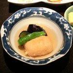 東麻布 逢坂  - ≪'13/06/10撮影≫鯛茶づけ 1000円 の鯛のクリームコロッケ、茄子、ししとうの餡かけ