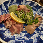 佳肴 わたなべ - 鶏刺し3種盛り