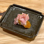 とんかつ 乃ぐち - さつまいも、あんぽ柿と生ハム