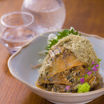 Grilled mackerel with sesame sauce