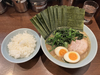 金八家 - 金八ラーメン ほうれん草 ライス