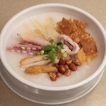 Porridge with pork, squid and peanuts